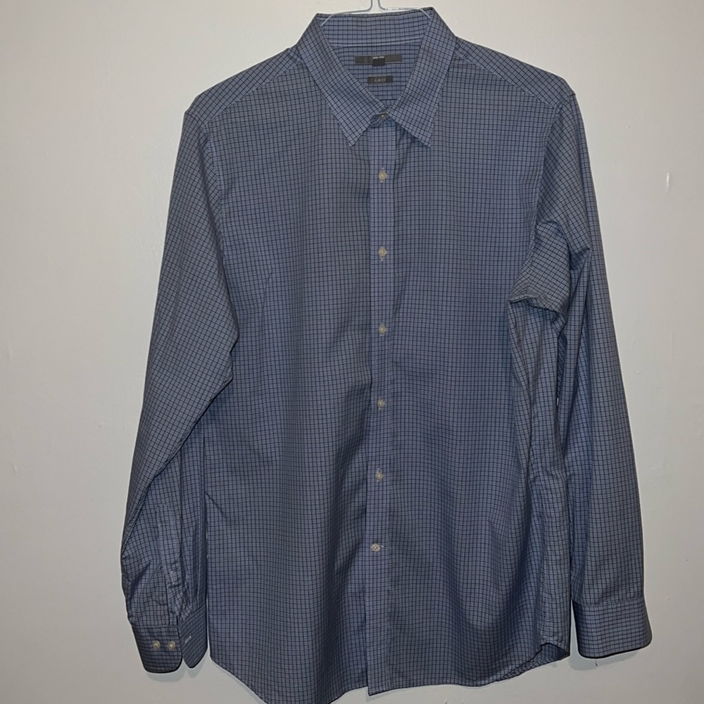 Uniqlo - Blue with brown box dress button down shirt